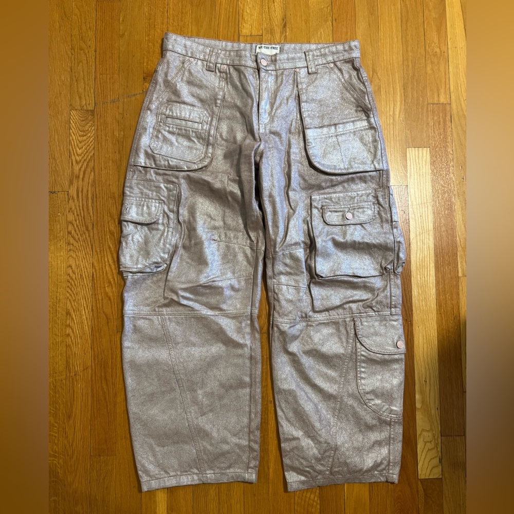We The Free Silver Cargo Pants Relaxed Fit